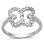 3W139 - Rhodium Brass Ring with AAA Grade CZ  in Clear