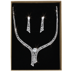 3W1434 - Rhodium Brass Jewelry Sets with AAA Grade CZ  in Clear