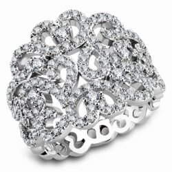 3W1439 - Rhodium Brass Ring with AAA Grade CZ  in Clear