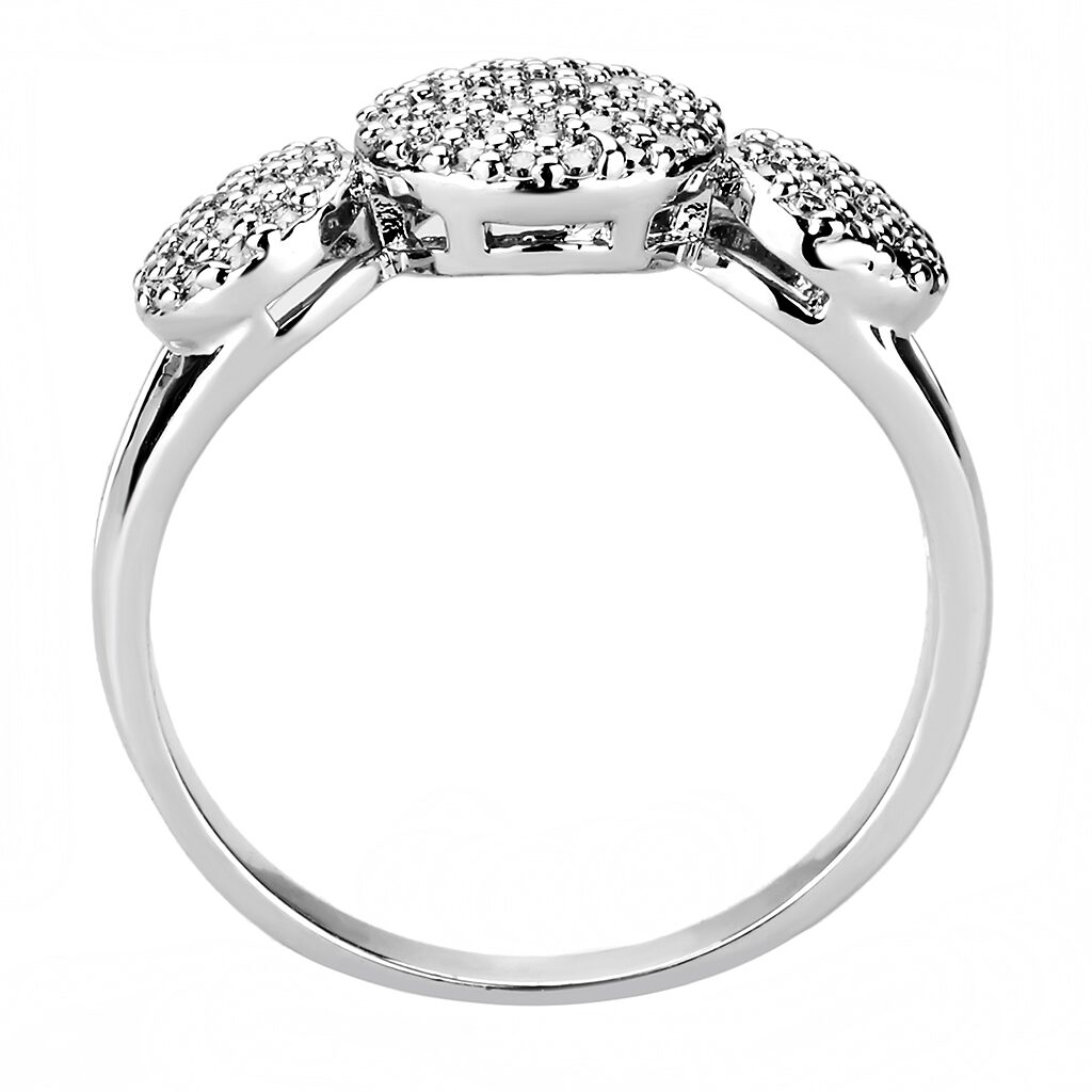 3W1440 - Rhodium Brass Ring with AAA Grade CZ  in Clear