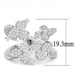 3W1447 - Rhodium Brass Ring with AAA Grade CZ  in Clear