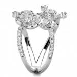 3W1447 - Rhodium Brass Ring with AAA Grade CZ  in Clear