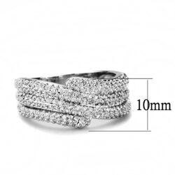 3W1449 - Rhodium Brass Ring with AAA Grade CZ  in Clear