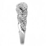 3W1468 - Rhodium Brass Ring with AAA Grade CZ  in Clear