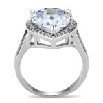 3W1469 - Rhodium Brass Ring with AAA Grade CZ  in Clear