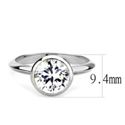 3W1487 - Rhodium Brass Ring with AAA Grade CZ  in Clear