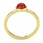 3W1496 - Gold Brass Ring with Synthetic Synthetic Glass in Garnet