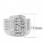 3W1502 - Rhodium Brass Ring with AAA Grade CZ  in Clear