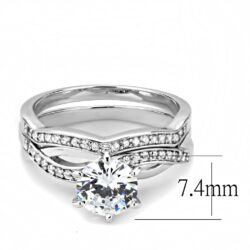 3W1505 - Rhodium Brass Ring with AAA Grade CZ  in Clear