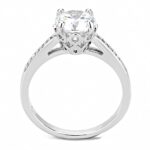 3W1507 - Rhodium Brass Ring with AAA Grade CZ  in Clear