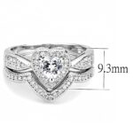 3W1508 - Rhodium Brass Ring with AAA Grade CZ  in Clear