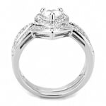 3W1508 - Rhodium Brass Ring with AAA Grade CZ  in Clear