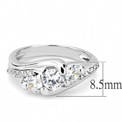 3W1512 - Rhodium Brass Ring with AAA Grade CZ  in Clear