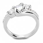 3W1512 - Rhodium Brass Ring with AAA Grade CZ  in Clear