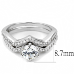 3W1514 - Rhodium Brass Ring with AAA Grade CZ  in Clear