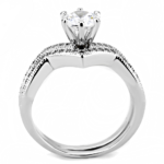 3W1514 - Rhodium Brass Ring with AAA Grade CZ  in Clear