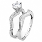 3W1514 - Rhodium Brass Ring with AAA Grade CZ  in Clear