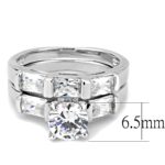 3W1515 - Rhodium Brass Ring with AAA Grade CZ  in Clear