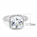 3W1522 - Rhodium Brass Ring with AAA Grade CZ  in Clear