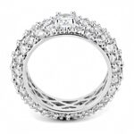 3W1534 - Rhodium Brass Ring with AAA Grade CZ  in Clear