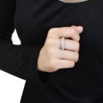 3W1534 - Rhodium Brass Ring with AAA Grade CZ  in Clear