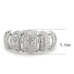 3W1540 - Rhodium Brass Ring with AAA Grade CZ  in Clear