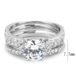 3W1554 - Rhodium Brass Ring with AAA Grade CZ  in Clear