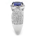 3W1563 - Rhodium Brass Ring with Synthetic Spinel in London Blue