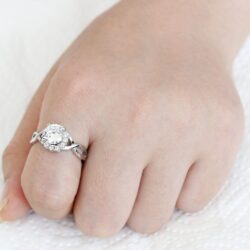 3W1575 - Rhodium Brass Ring with AAA Grade CZ  in Clear