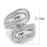 3W1582 - Rhodium Brass Ring with AAA Grade CZ  in Clear