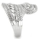 3W1582 - Rhodium Brass Ring with AAA Grade CZ  in Clear