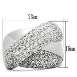 3W160 - Rhodium Brass Ring with AAA Grade CZ  in Clear