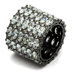 3W171.jpg - 3W171 - Ruthenium Brass Ring with AAA Grade CZ  in Clear