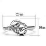 3W190 - Rhodium Brass Ring with AAA Grade CZ  in Clear