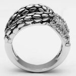 3W202 - Rhodium Brass Ring with AAA Grade CZ  in Clear