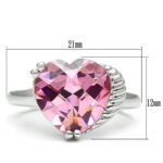 3W206 - Rhodium Brass Ring with AAA Grade CZ  in Rose