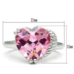 3W206 - Rhodium Brass Ring with AAA Grade CZ  in Rose