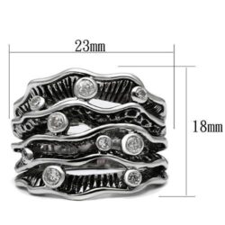 3W221 - Rhodium Brass Ring with AAA Grade CZ  in Clear