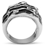 3W221 - Rhodium Brass Ring with AAA Grade CZ  in Clear