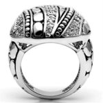 3W244 - Rhodium Brass Ring with AAA Grade CZ  in Clear