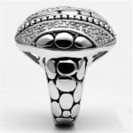 3W244 - Rhodium Brass Ring with AAA Grade CZ  in Clear