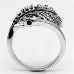 3W258 - Rhodium Brass Ring with Top Grade Crystal  in Black Diamond