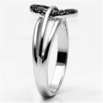 3W277 - Rhodium + Ruthenium Brass Ring with AAA Grade CZ  in Black Diamond