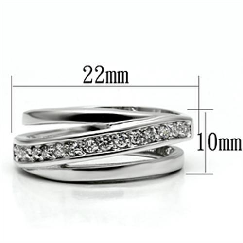 3W284 - Rhodium Brass Ring with AAA Grade CZ  in Clear