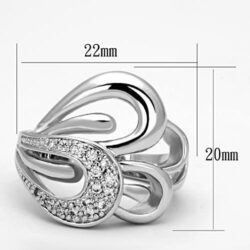 3W325 - Rhodium Brass Ring with AAA Grade CZ  in Clear