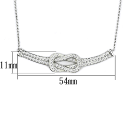 3W406 - Rhodium Brass Necklace with Top Grade Crystal  in Clear