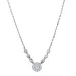 3W417 - Rhodium Brass Necklace with AAA Grade CZ  in Clear