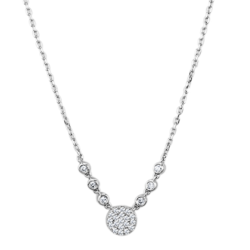 3W417 - Rhodium Brass Necklace with AAA Grade CZ  in Clear