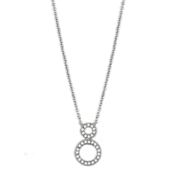 3W421 - Rhodium Brass Necklace with AAA Grade CZ  in Clear