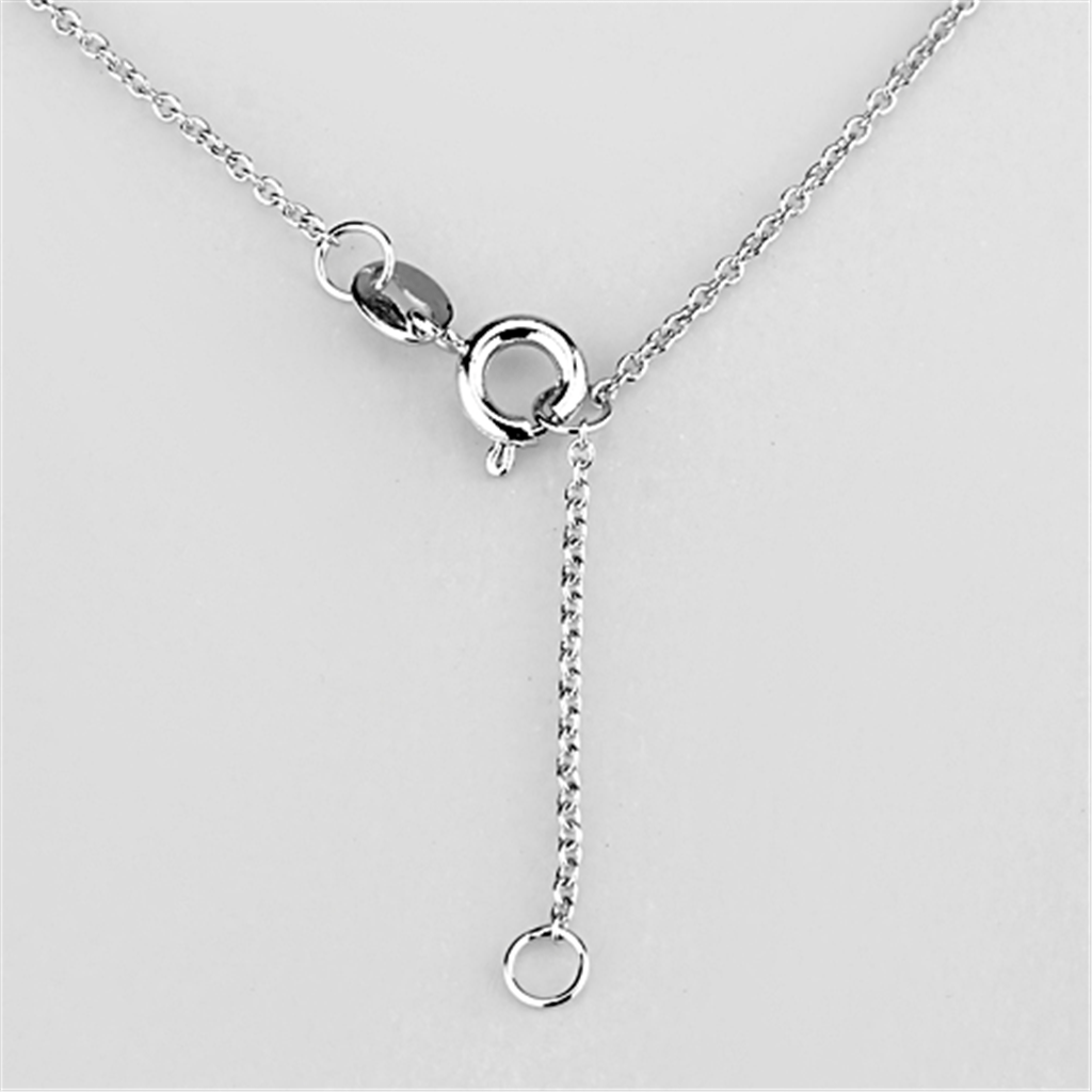 3W428 - Rhodium Brass Necklace with AAA Grade CZ  in Clear